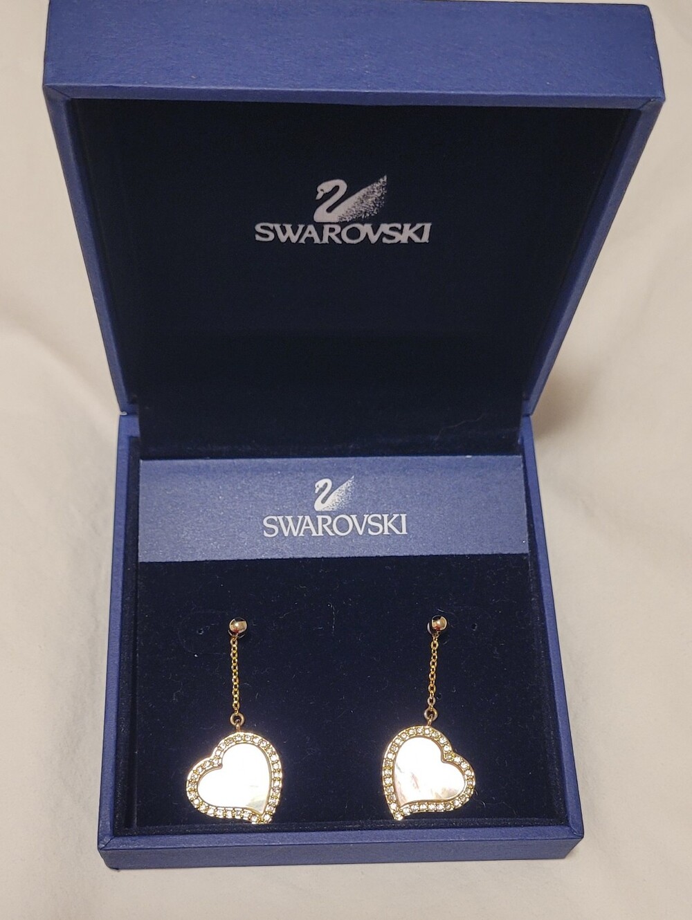 Swarovski Marica Heart Drop Earrings 1062707 Vintage Original Box